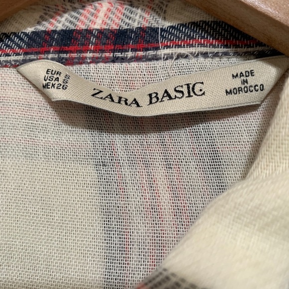 Zara Plaid Shirt Lace Trim Button Down Long Sleeve - Picture 8 of 9